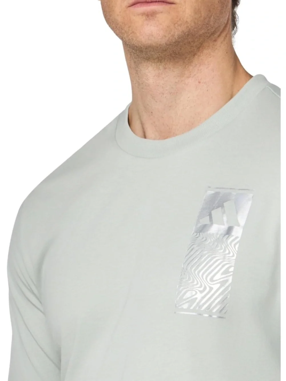 Adidas Tech Metallic Long Sleeve Tee Wonder Silver Men’s XL🩶✨